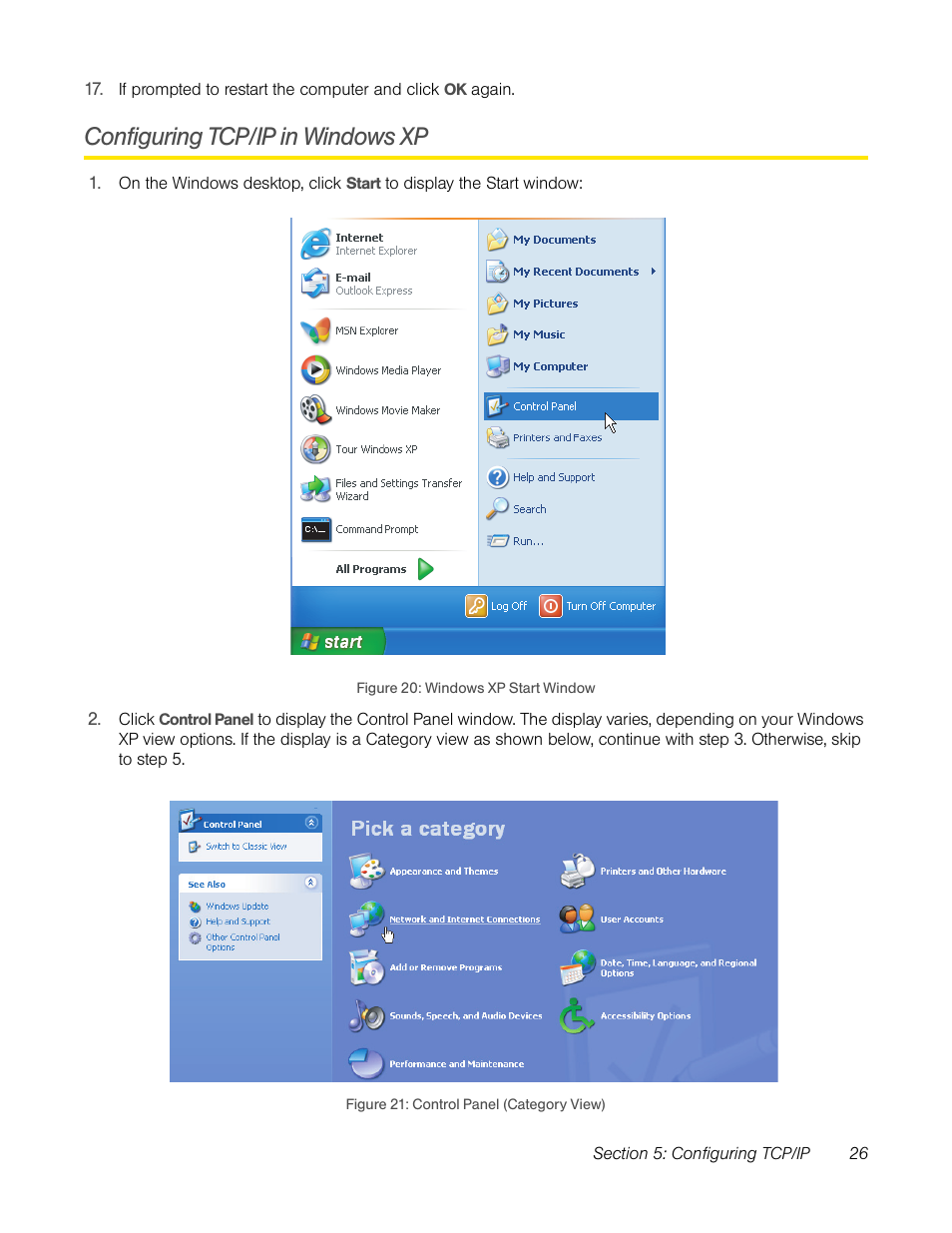 Configuring tcp/ip in windows xp | TOA Electronics CPEI 25150 User Manual | Page 29 / 37