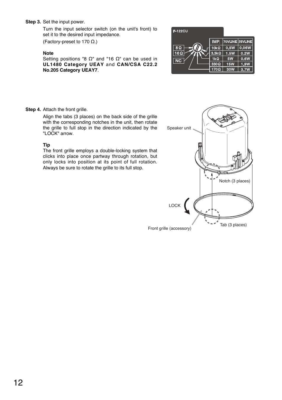 TOA Electronics F-122CU2 User Manual | Page 12 / 16