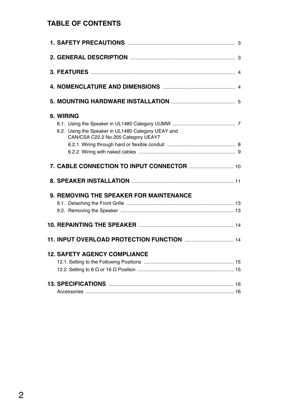 TOA Electronics F-122CU2 User Manual | Page 2 / 16