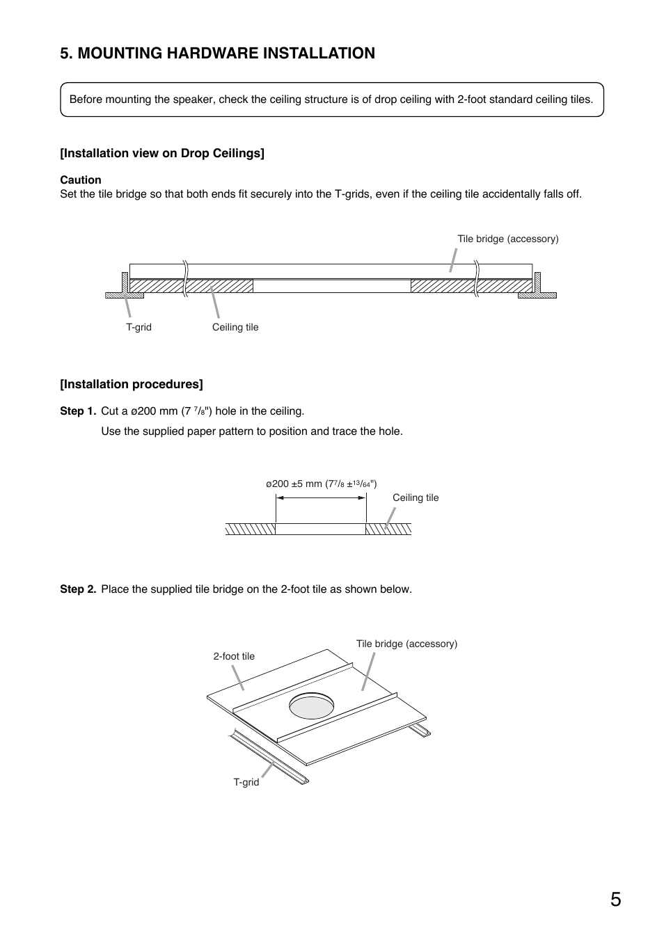 Mounting hardware installation | TOA Electronics F-122CU2 User Manual | Page 5 / 16