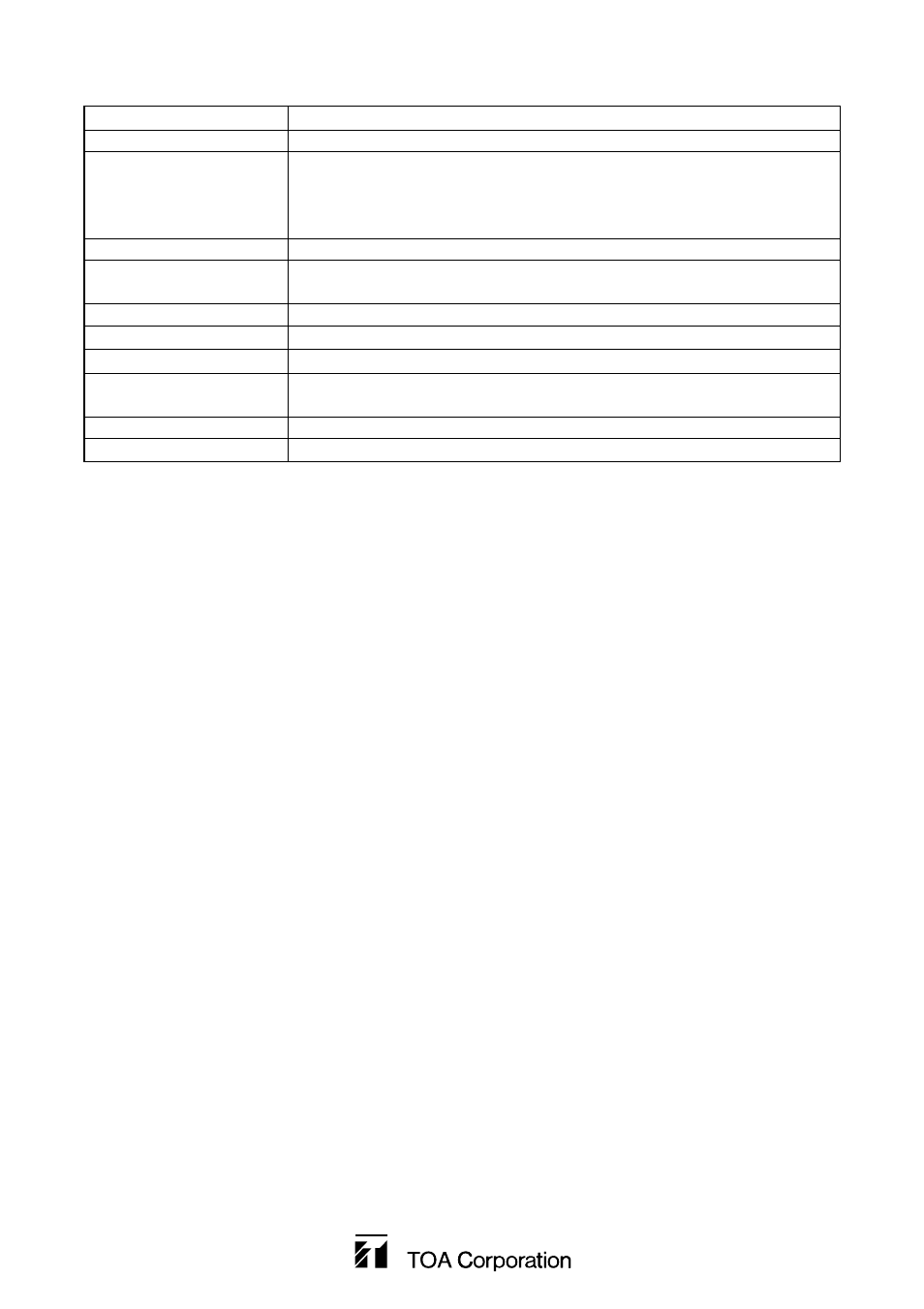 Specifications | TOA Electronics C-IF500 User Manual | Page 8 / 8