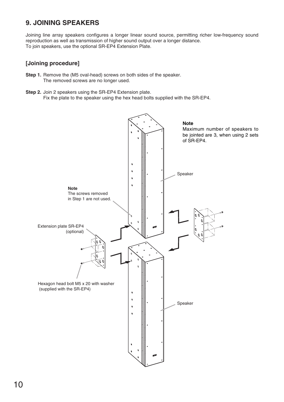 Joining speakers | TOA Electronics SR-S4S User Manual | Page 10 / 16