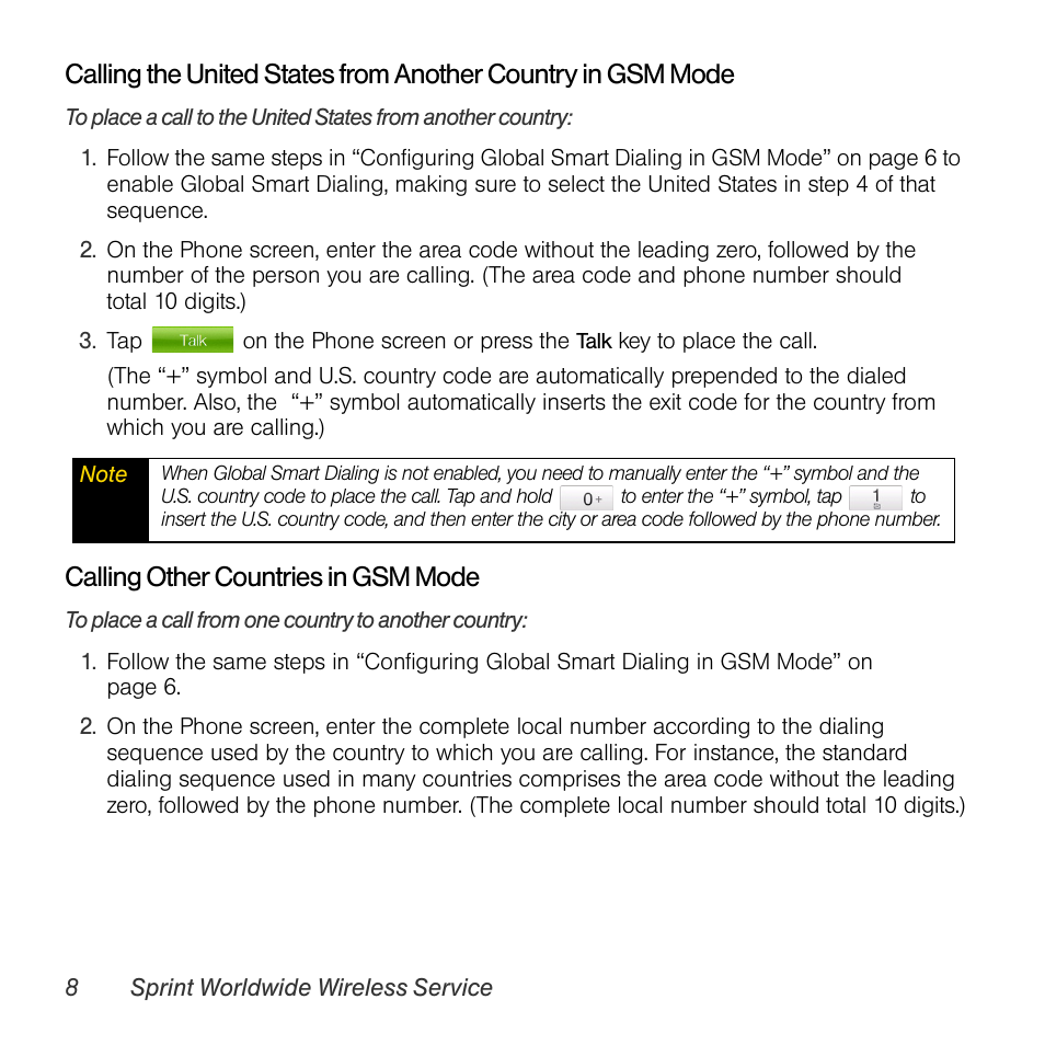 Calling other countries in gsm mode | TOA Electronics PPCT7380SP User Manual | Page 12 / 26