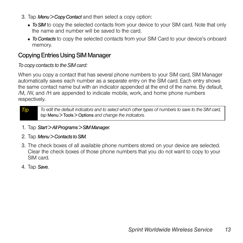 Copying entries using sim manager | TOA Electronics PPCT7380SP User Manual | Page 17 / 26