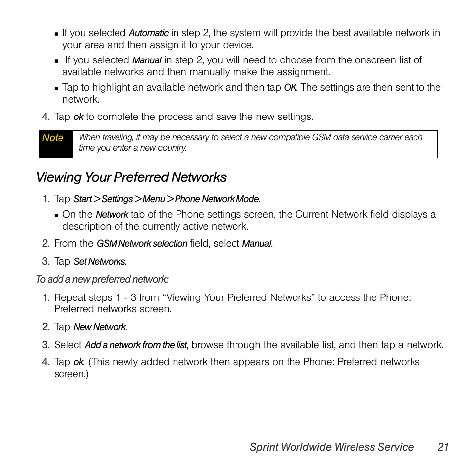 Viewing your preferred networks | TOA Electronics PPCT7380SP User Manual | Page 25 / 26