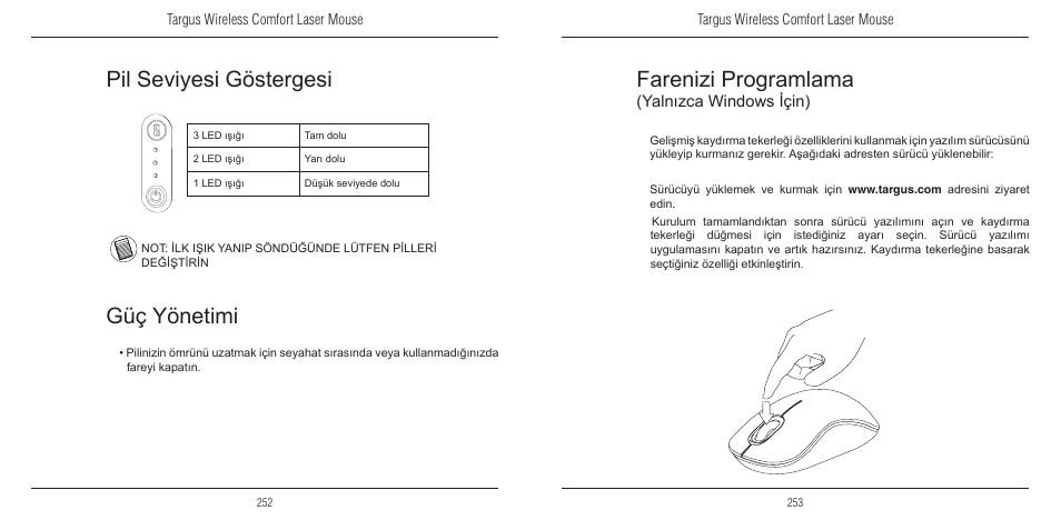 Farenizi programlama, Pil seviyesi göstergesi, Güç yönetimi | Yalnızca windows için) | TOA Electronics 410-1689-203A/AMW51EU User Manual | Page 128 / 134