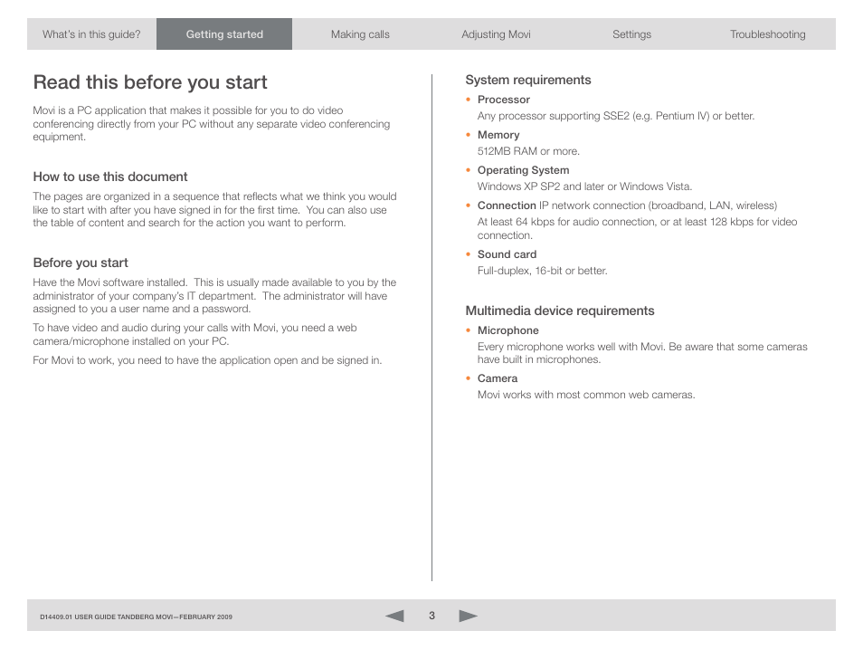 Read this before you start, How to use this document, Before you start | System requirements, Multimedia device requirements | TOA Electronics MOVI D14409.01 User Manual | Page 3 / 17