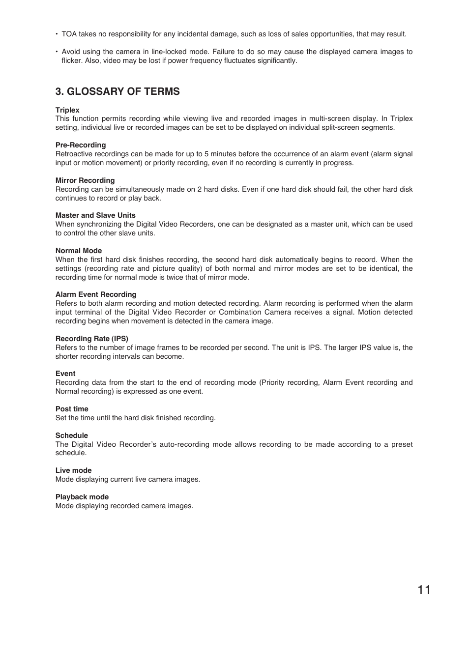 Glossary of terms | TOA Electronics C-DR161 CU Series User Manual | Page 11 / 130