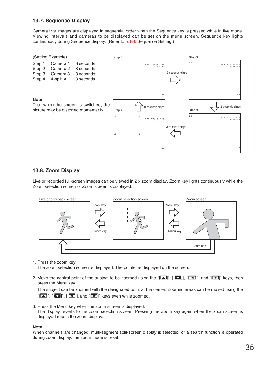 Sequence display, Zoom display | TOA Electronics C-DR161 CU Series User Manual | Page 35 / 130