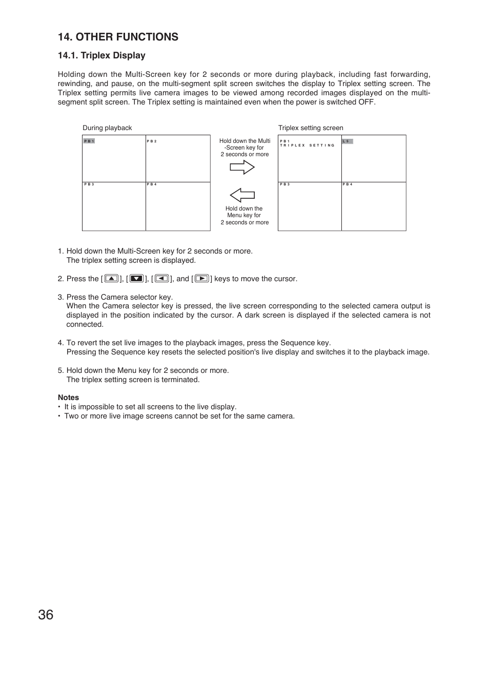 Other functions, Triplex display | TOA Electronics C-DR161 CU Series User Manual | Page 36 / 130