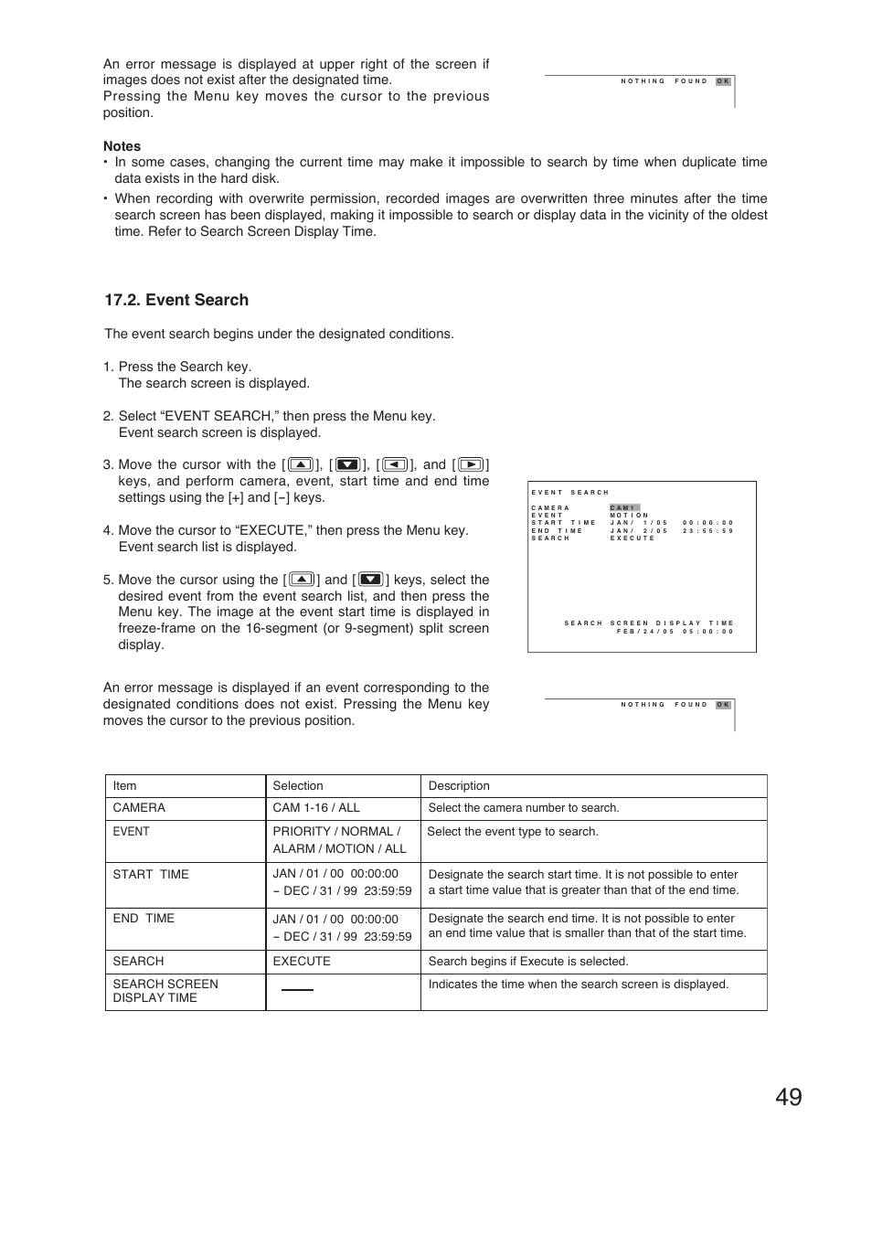 Event search | TOA Electronics C-DR161 CU Series User Manual | Page 49 / 130