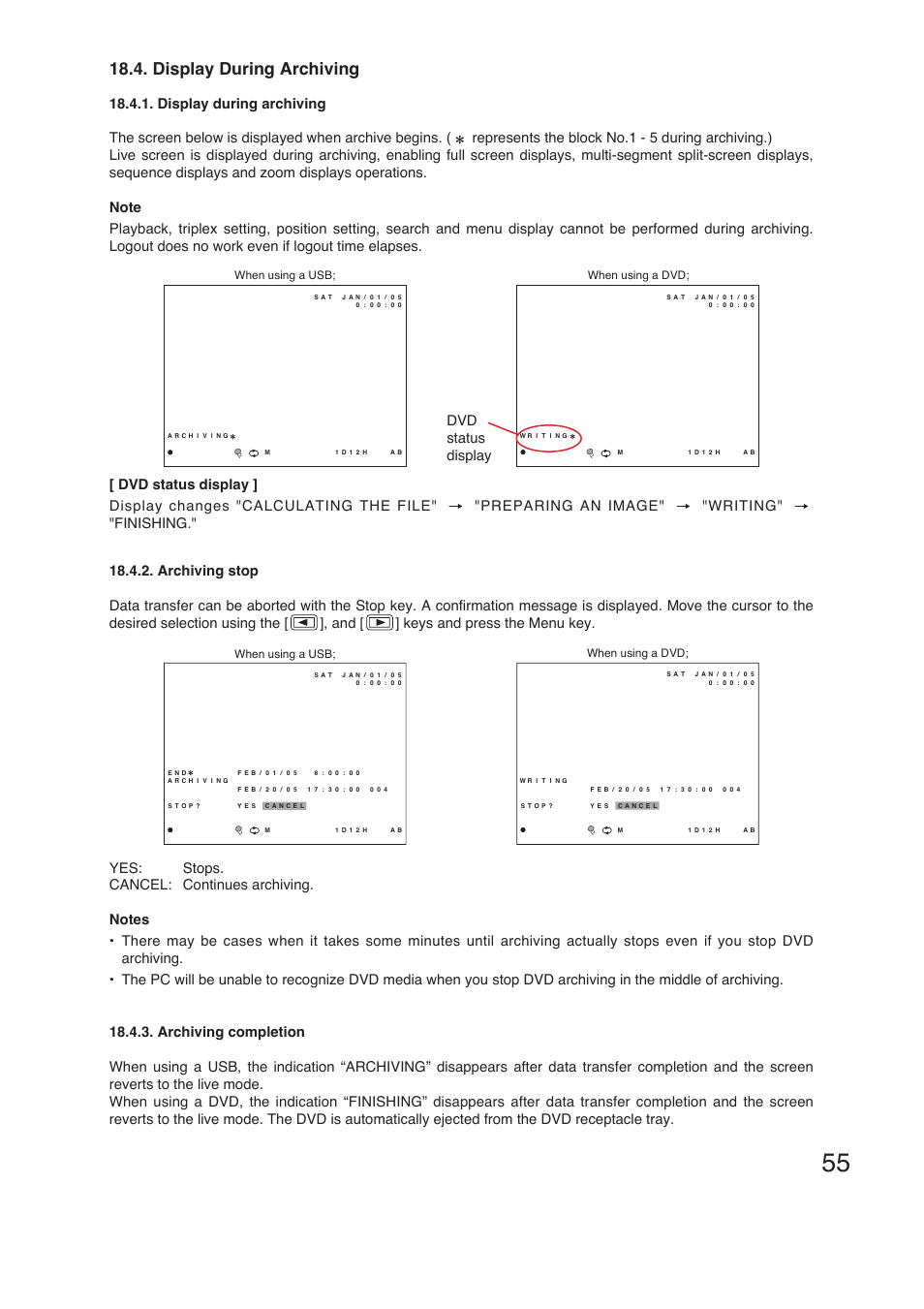 Display during archiving | TOA Electronics C-DR161 CU Series User Manual | Page 55 / 130