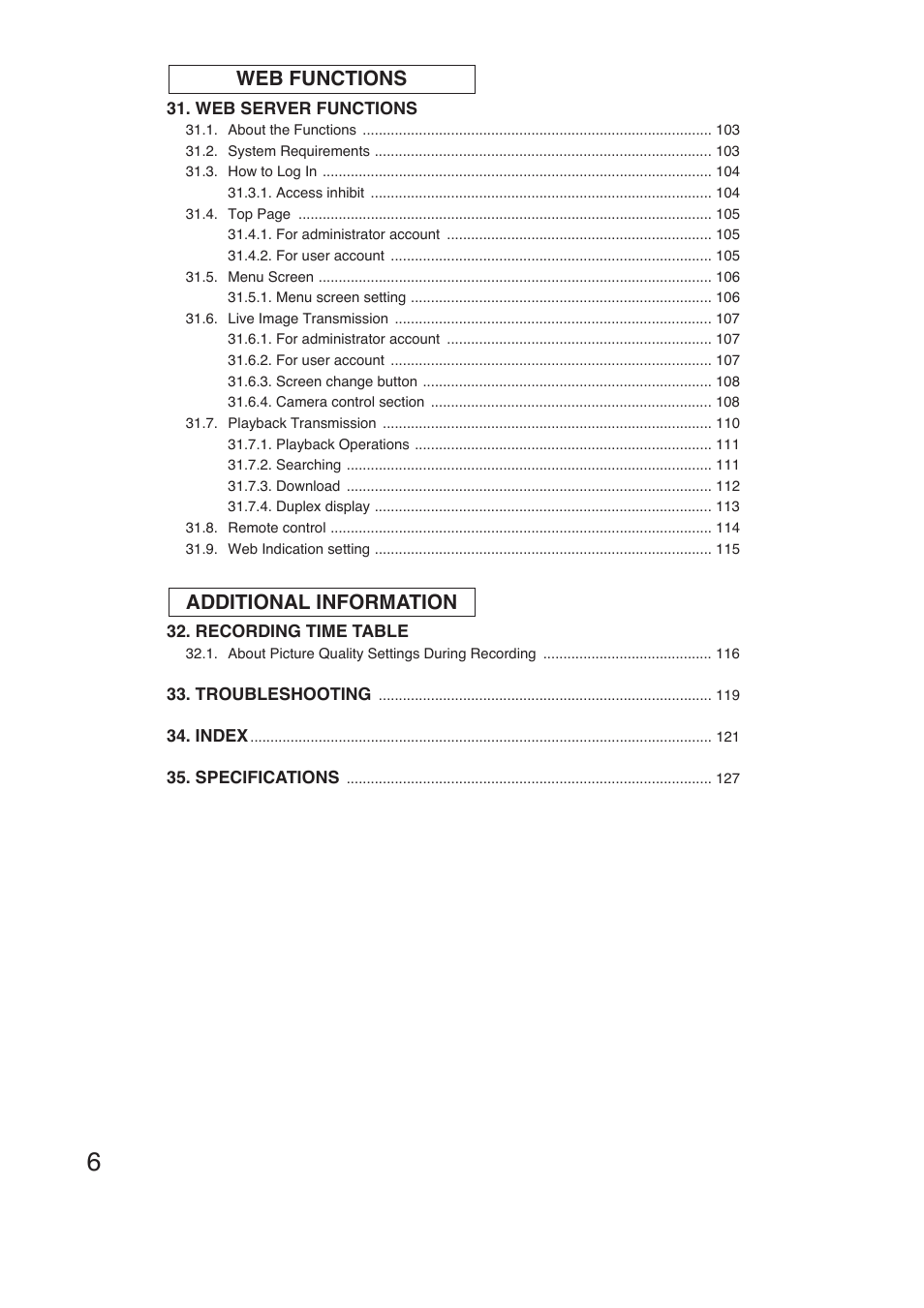 Additional information web functions | TOA Electronics C-DR161 CU Series User Manual | Page 6 / 130