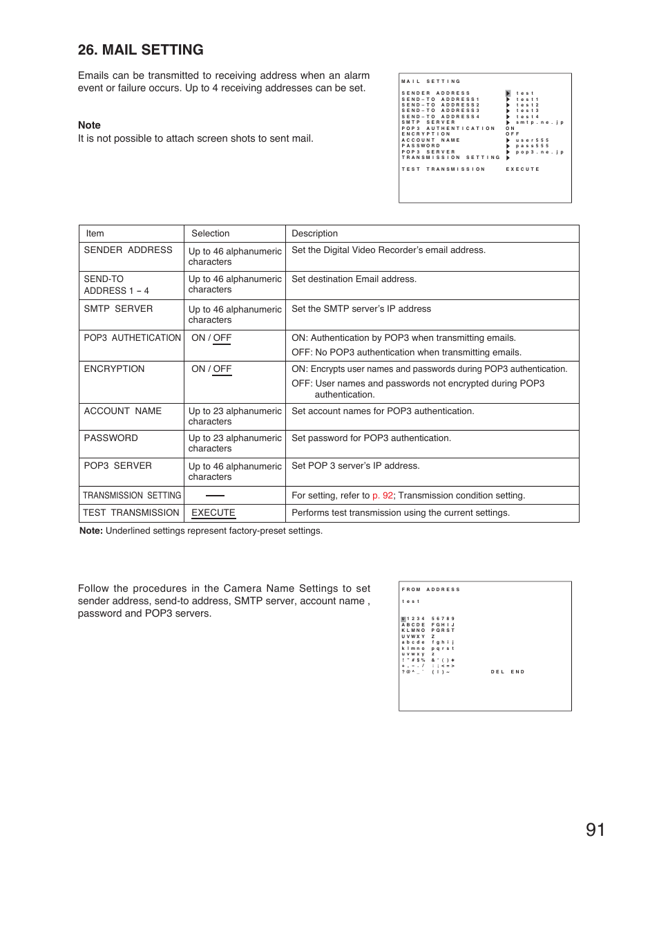 Mail setting | TOA Electronics C-DR161 CU Series User Manual | Page 91 / 130