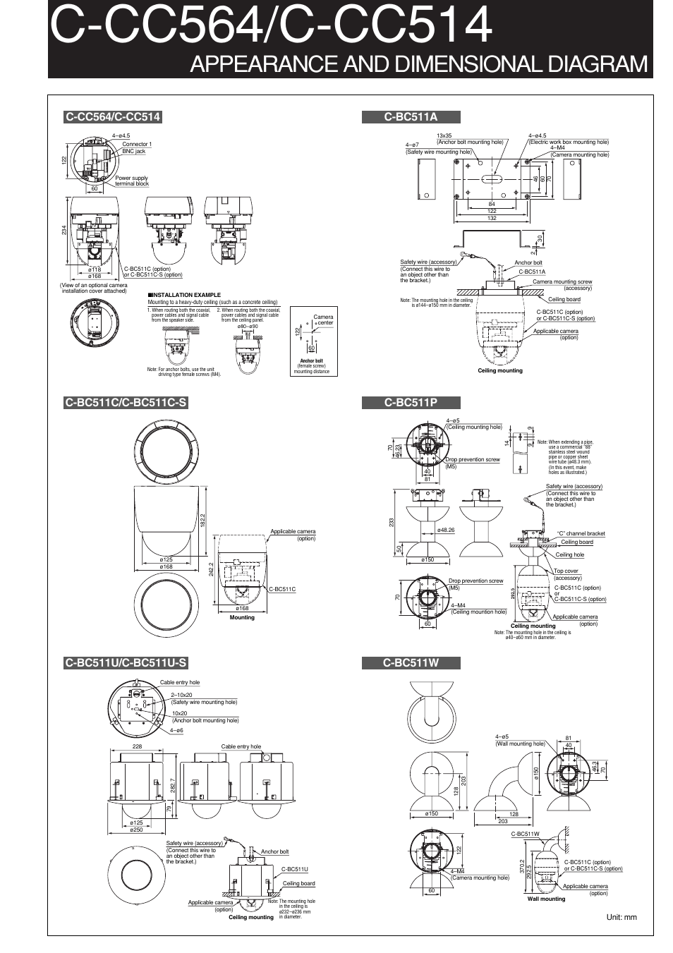 Appearance and dimensional diagram | TOA Electronics C-CC764 User Manual | Page 9 / 12