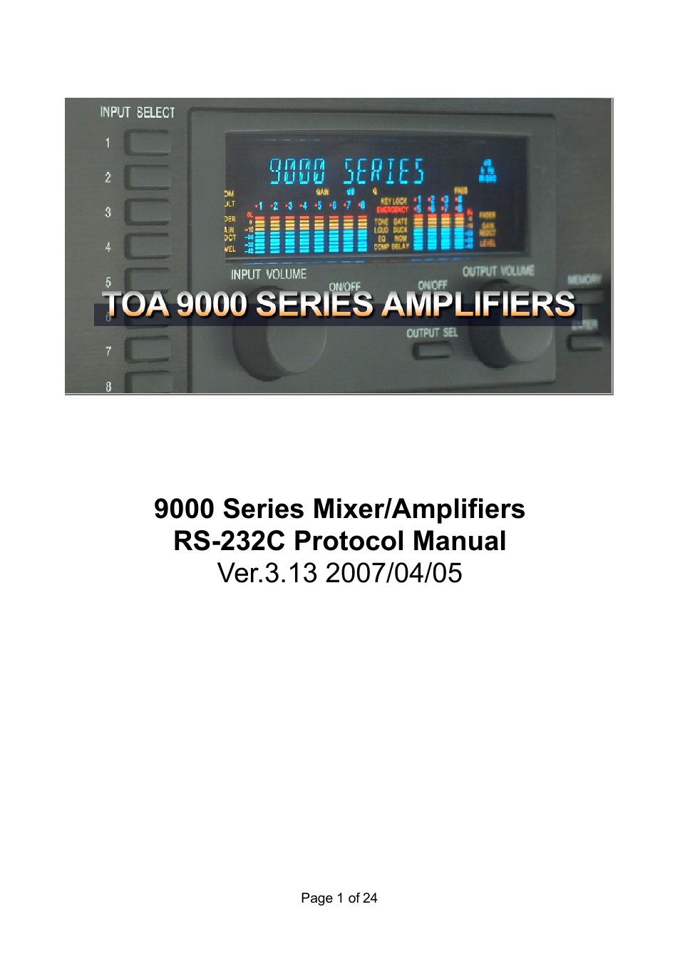 TOA Electronics RS-232C User Manual | 24 pages