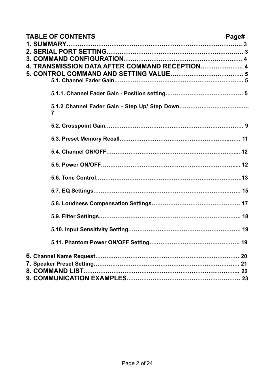 TOA Electronics RS-232C User Manual | Page 2 / 24