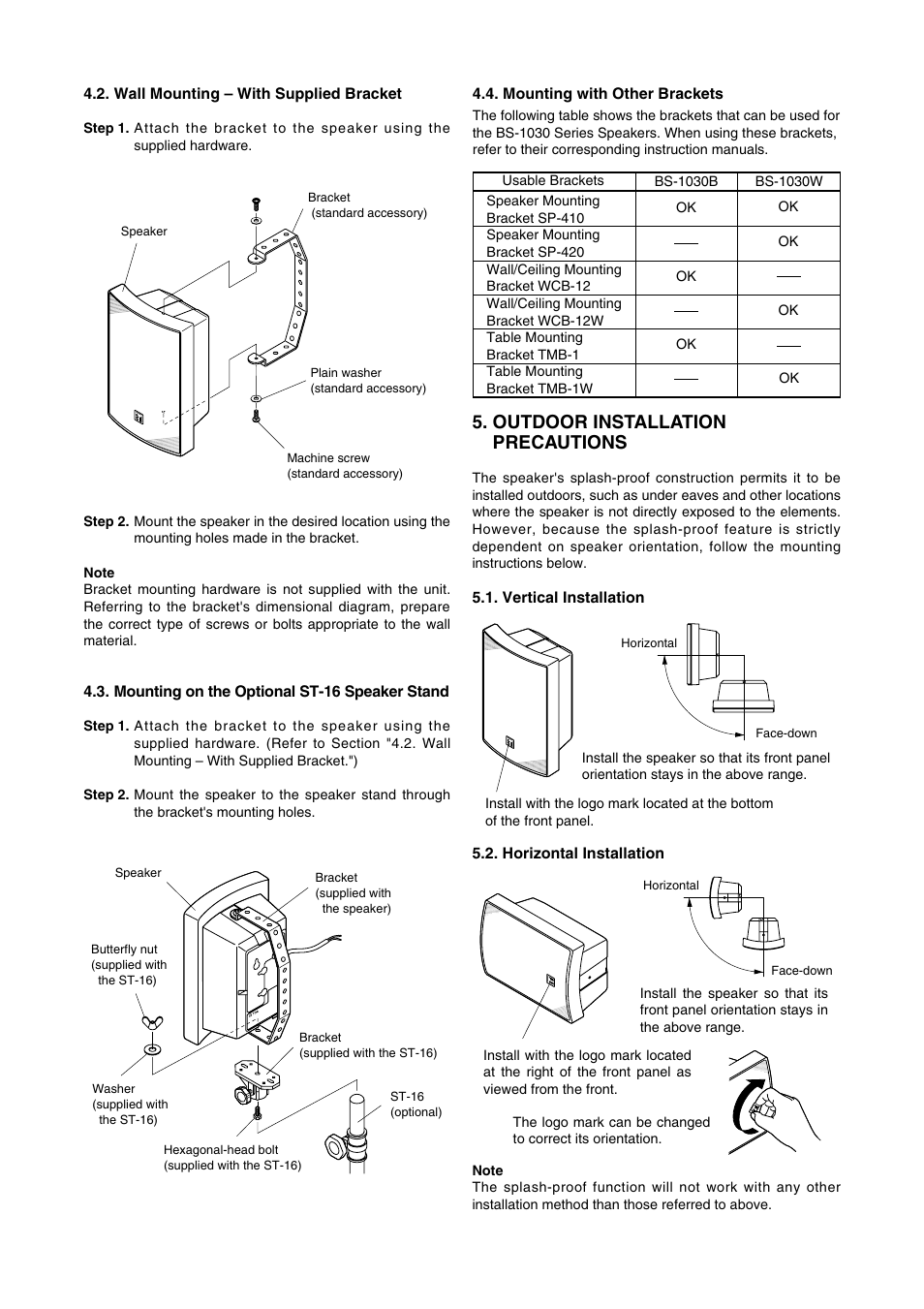 Outdoor installation precautions | TOA Electronics BS-1030W User Manual | Page 3 / 4