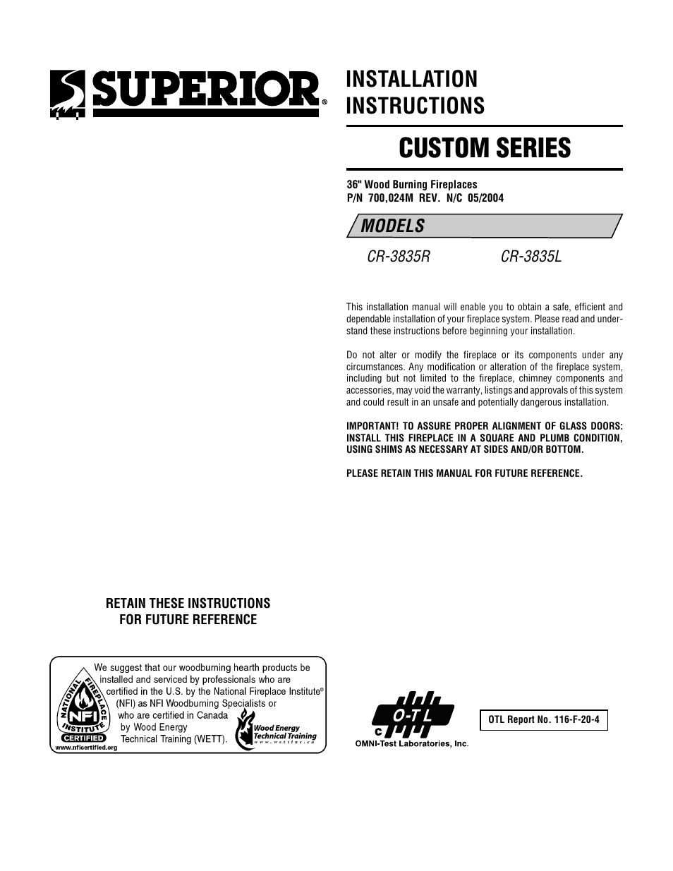 TOA Electronics CUSTOM SERIES CR-3835L User Manual | 24 pages