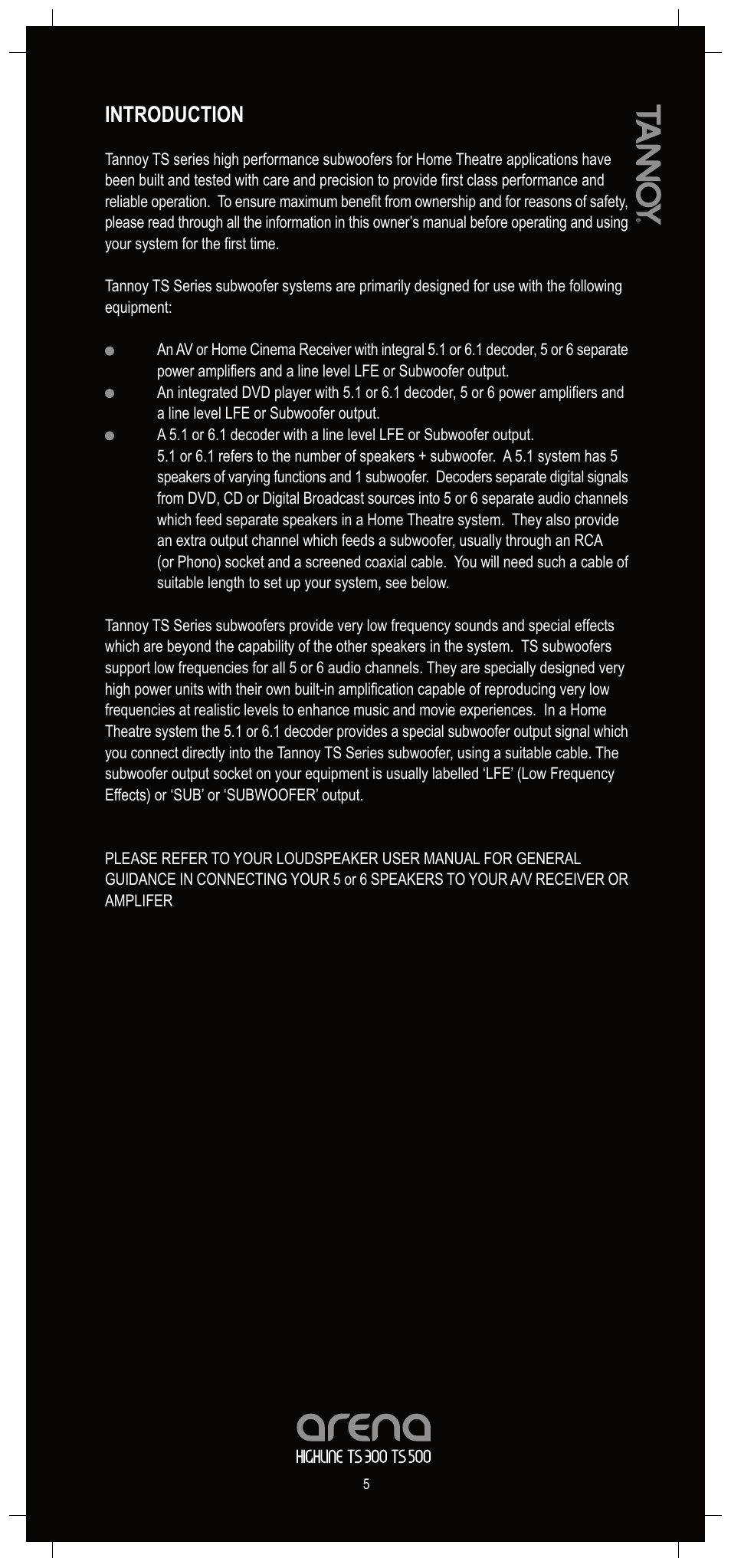 Introduction | TOA Electronics ARENA TS300 User Manual | Page 5 / 12