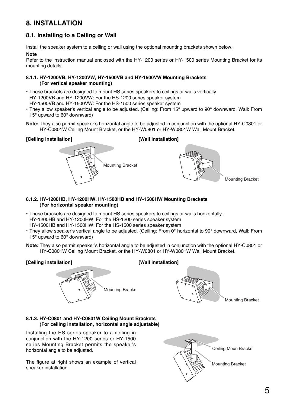 Installation | TOA Electronics HS-1500WT User Manual | Page 5 / 8