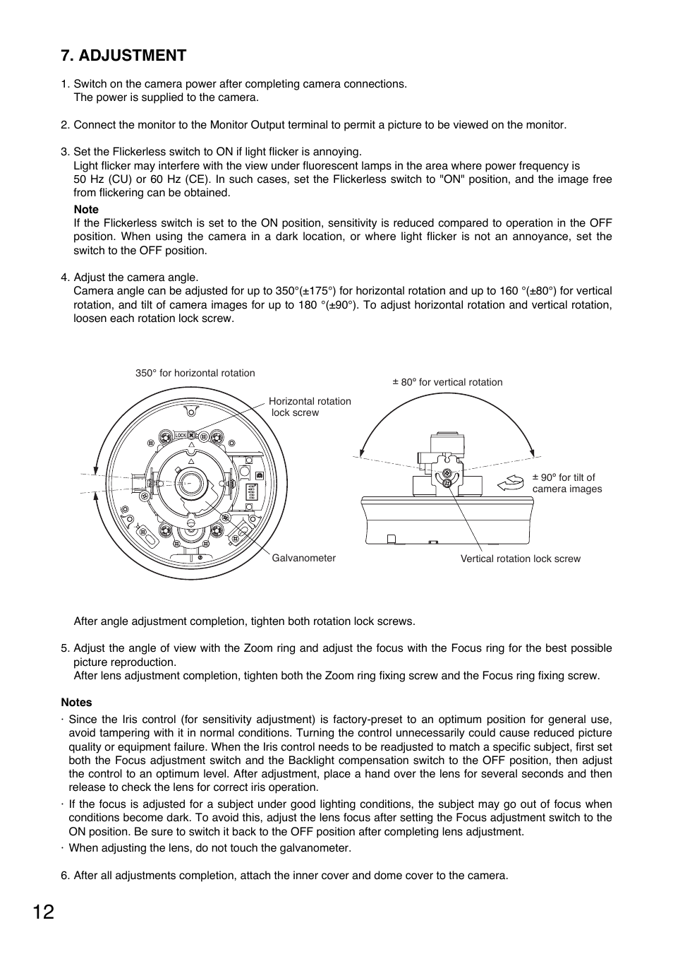 Adjustment | TOA Electronics C-CV854D-3 CE User Manual | Page 12 / 17
