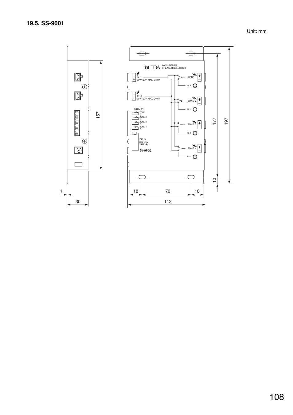 Ss-9001, Unit: mm | TOA Electronics A-9060S User Manual | Page 108 / 142
