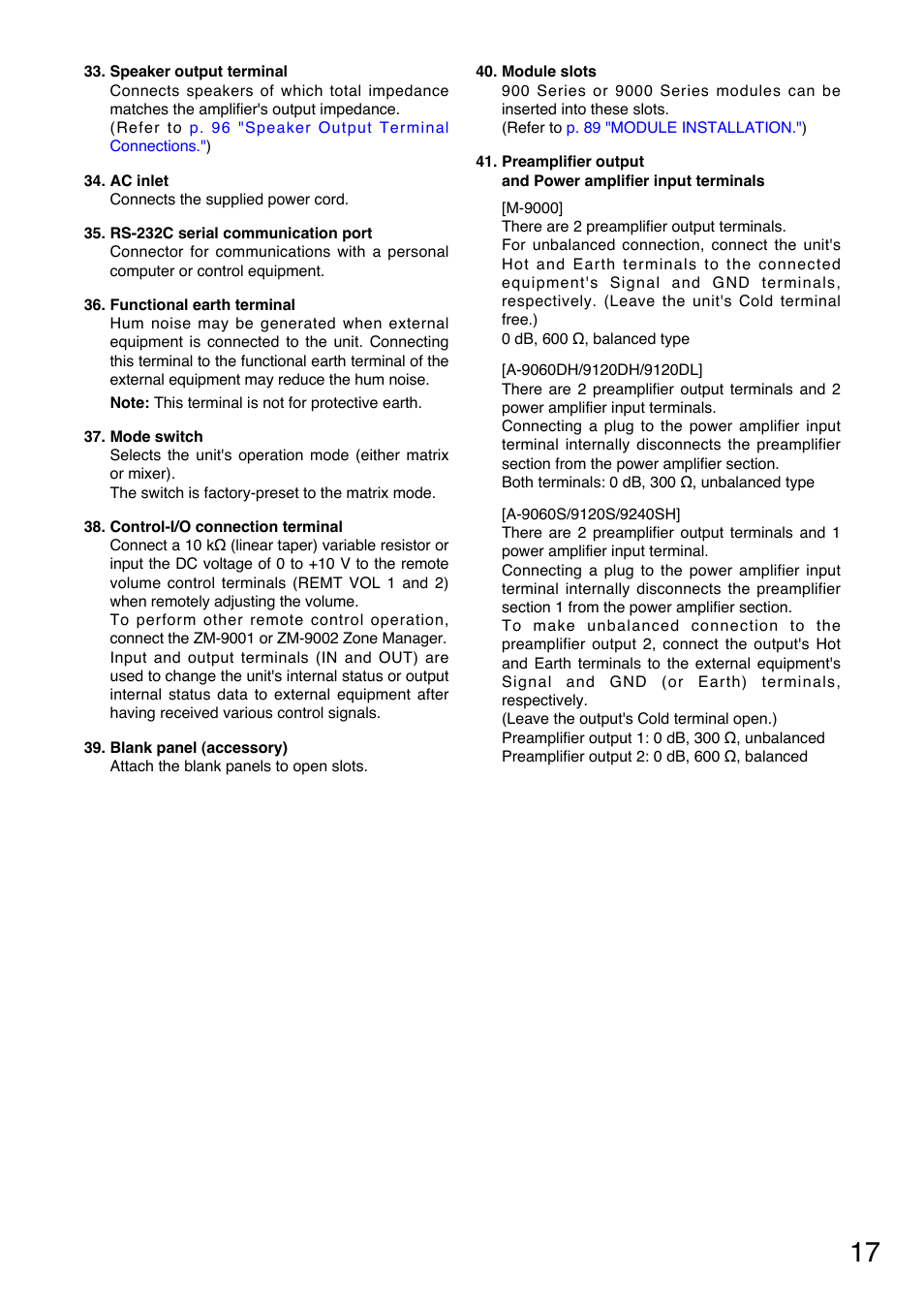 TOA Electronics A-9060S User Manual | Page 17 / 142