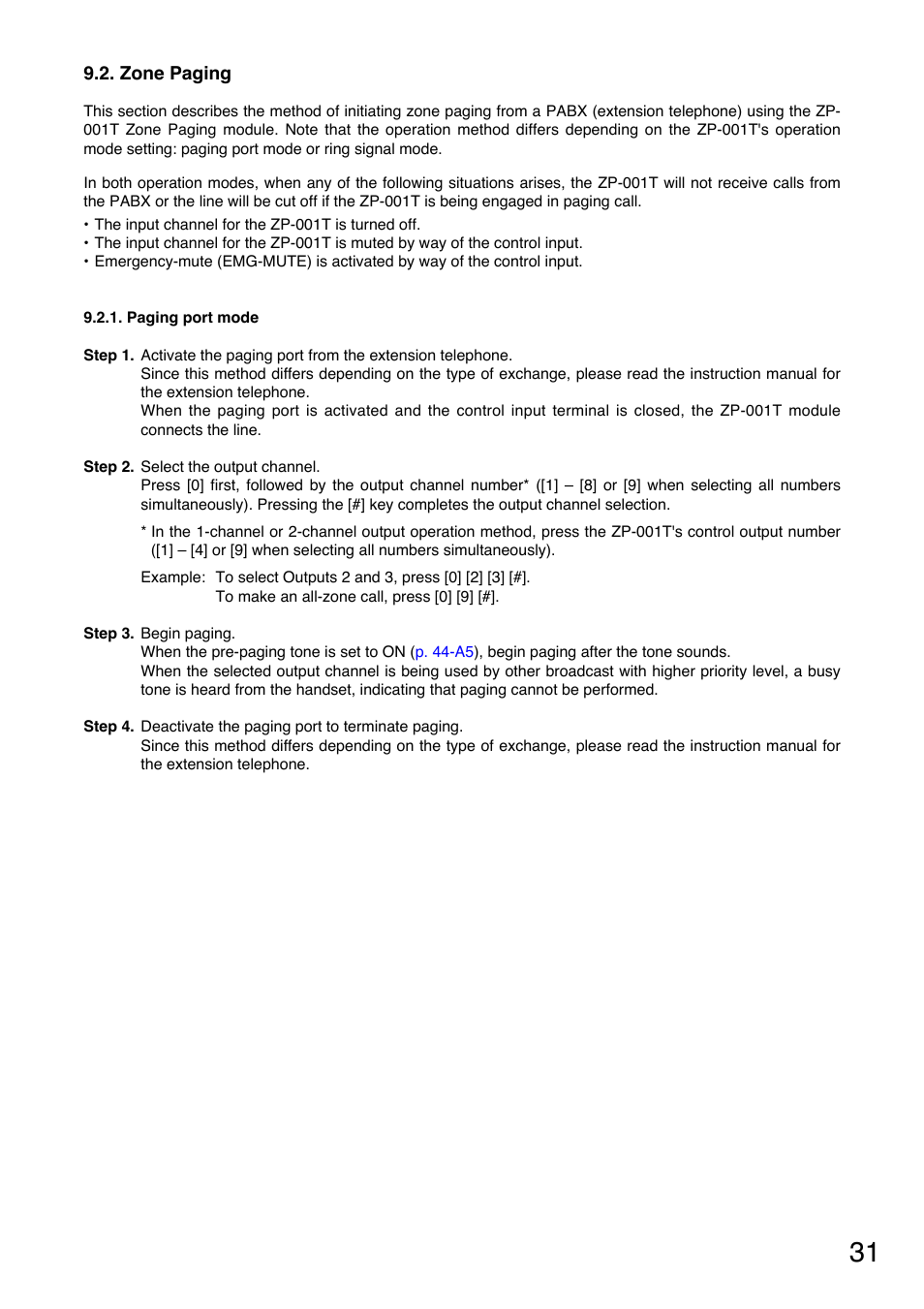 Zone paging, Paging port mode | TOA Electronics A-9060S User Manual | Page 31 / 142