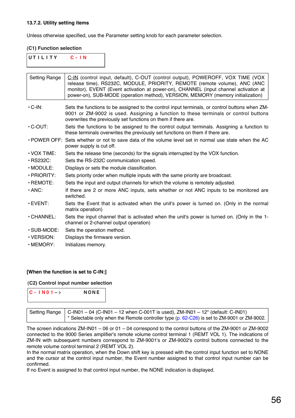 Utility setting items | TOA Electronics A-9060S User Manual | Page 56 / 142