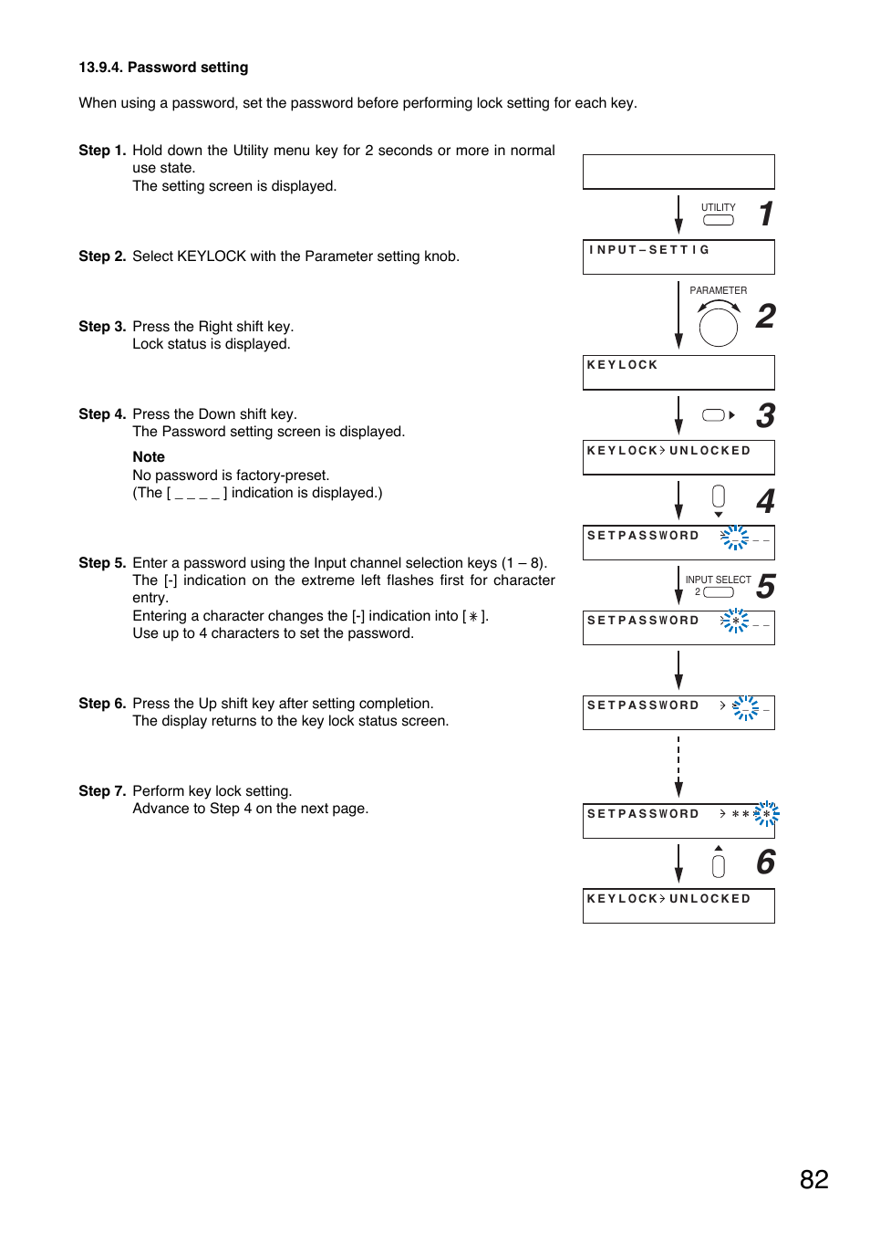 Password setting, P. 82 "password setting | TOA Electronics A-9060S User Manual | Page 82 / 142