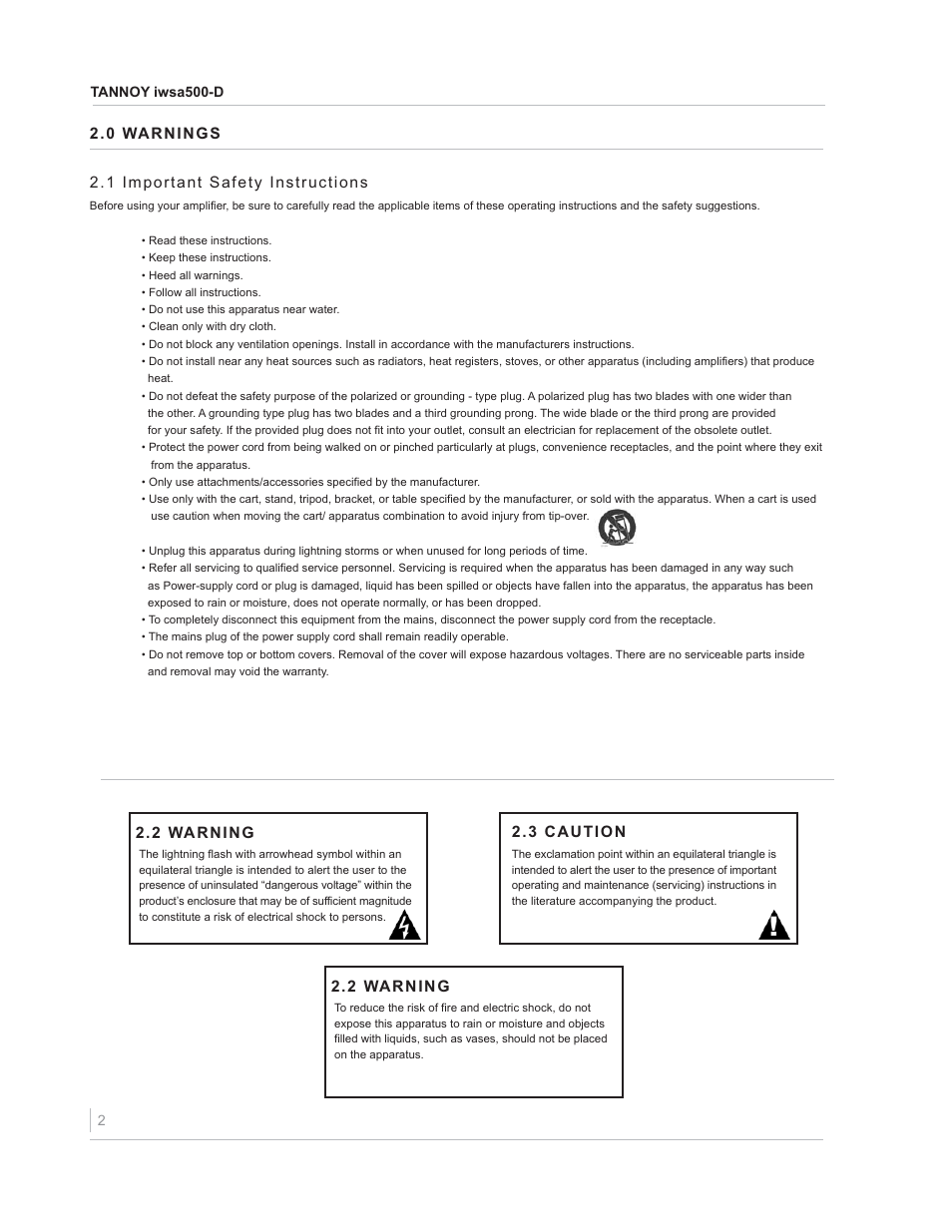 TOA Electronics IWSA500-D User Manual | Page 2 / 10