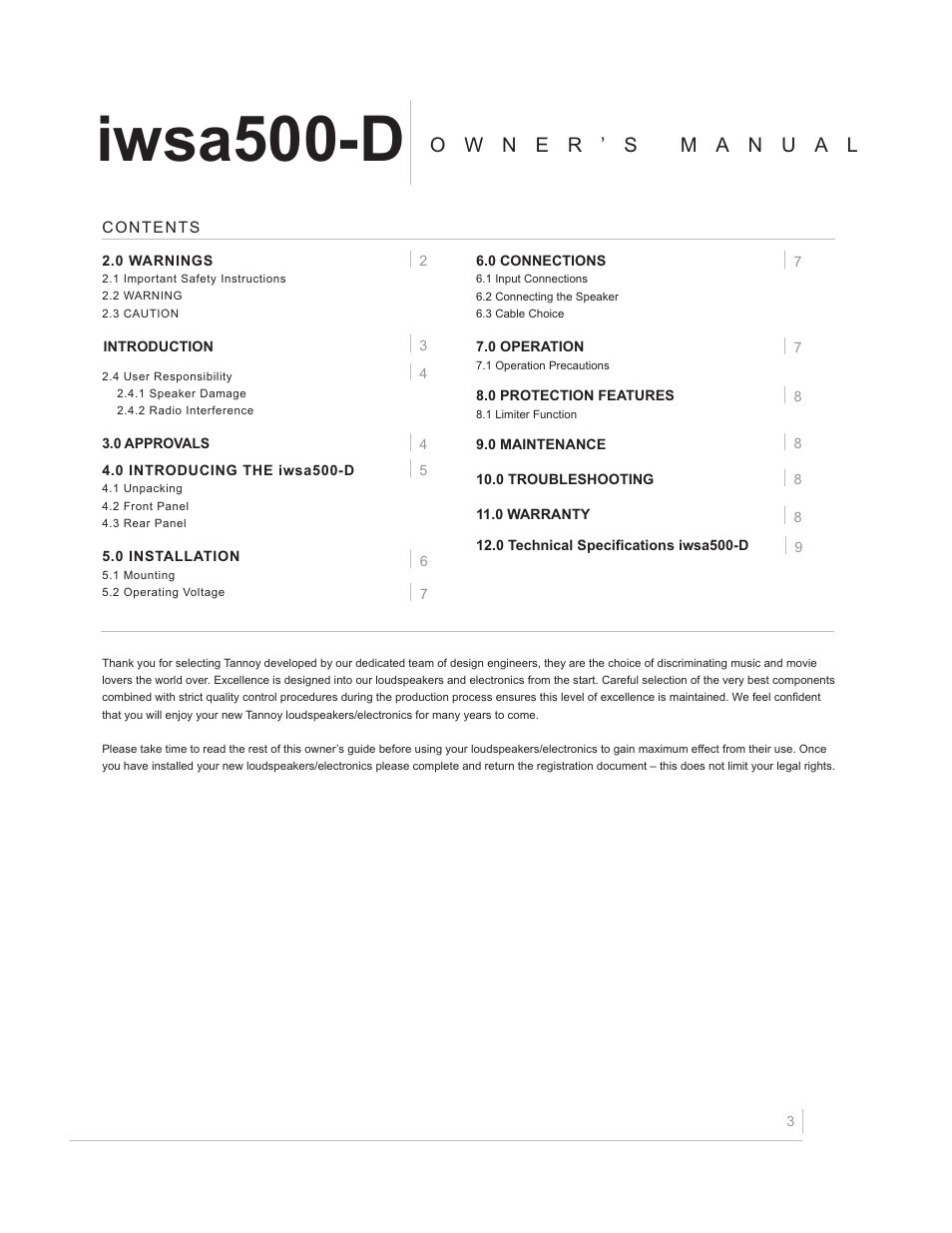 Iwsa500-d | TOA Electronics IWSA500-D User Manual | Page 3 / 10