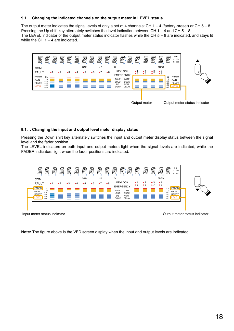 Output meter output meter status indicator | TOA Electronics M-9000 User Manual | Page 18 / 84