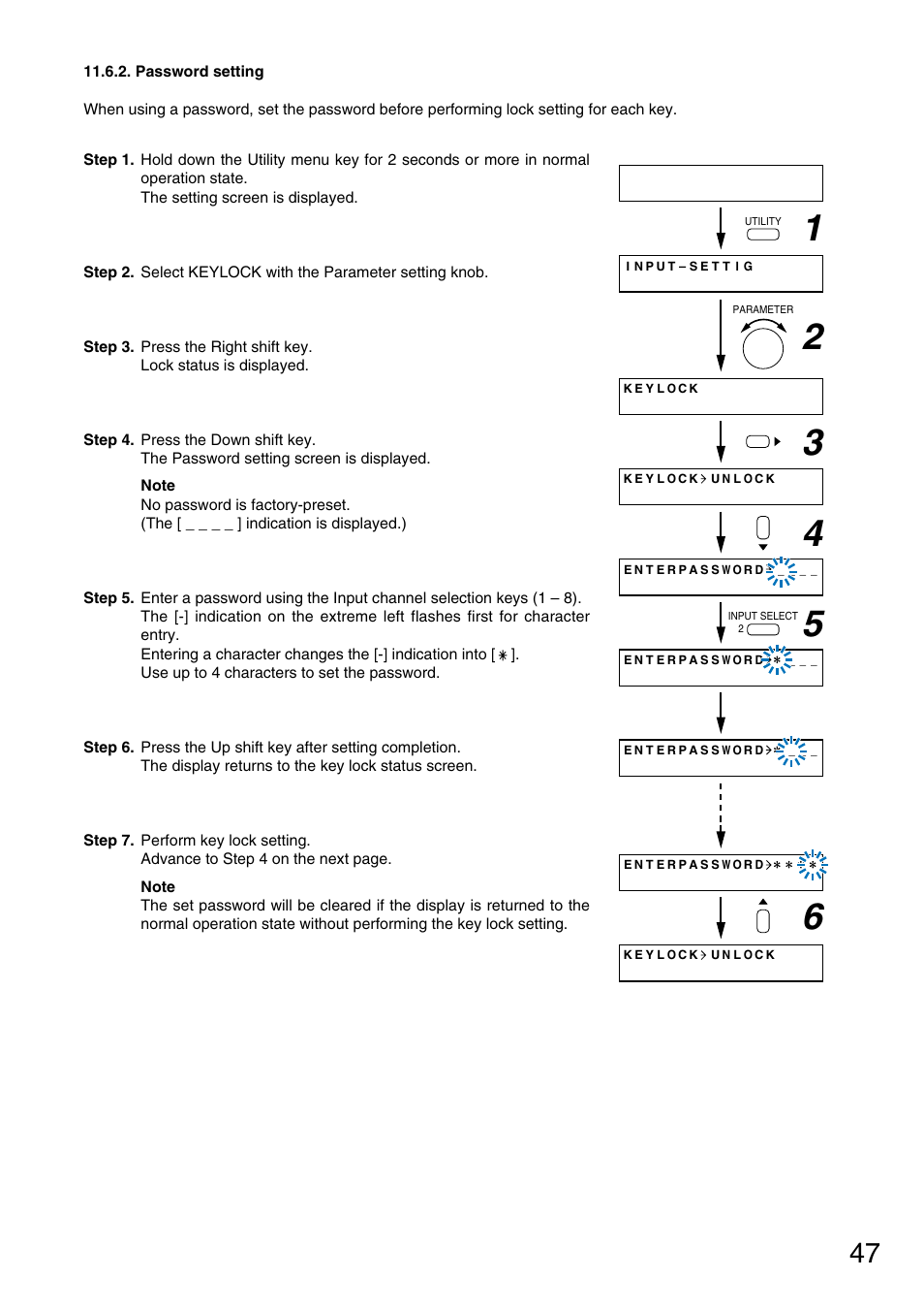 Password setting | TOA Electronics M-9000 User Manual | Page 47 / 84