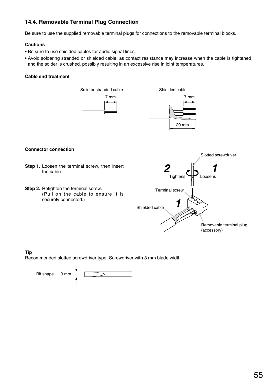 Removable terminal plug connection | TOA Electronics M-9000 User Manual | Page 55 / 84