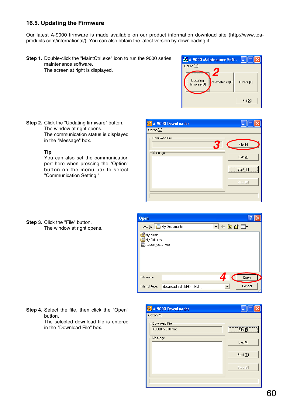 Updating the firmware | TOA Electronics M-9000 User Manual | Page 60 / 84