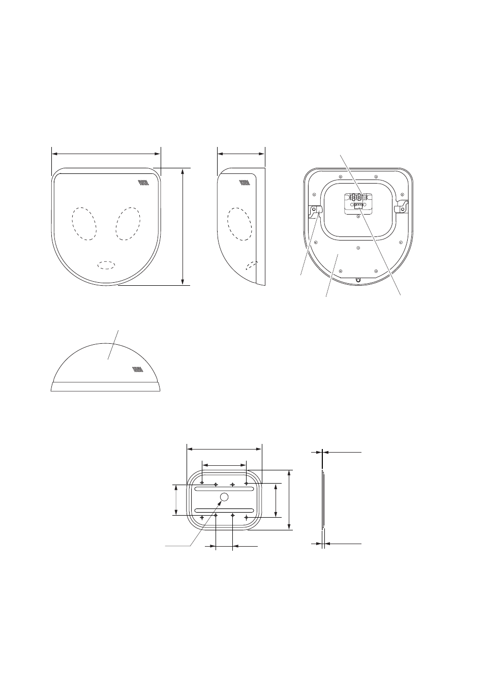 Nomenclature and dimensions, Front] [bottom] [side] [rear, Base frame (accessory) | TOA Electronics H-3WP User Manual | Page 4 / 12