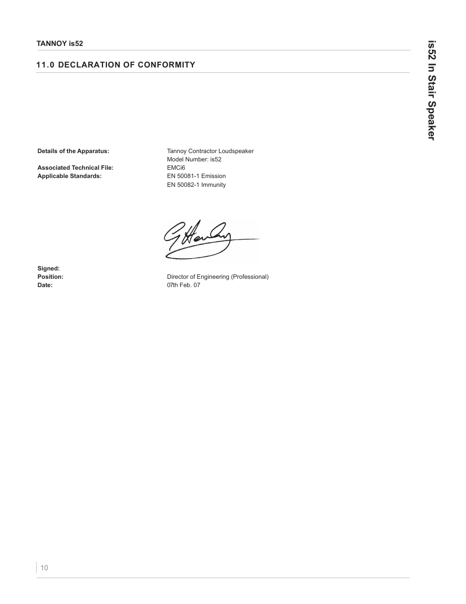 Is52 in stair speaker | TOA Electronics IS52 User Manual | Page 10 / 12