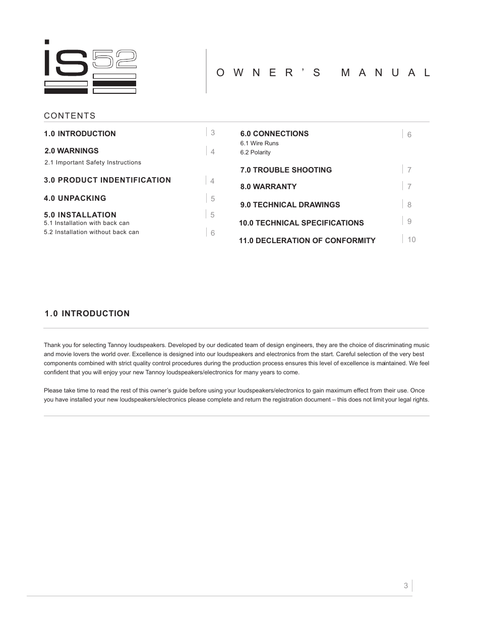 TOA Electronics IS52 User Manual | Page 3 / 12