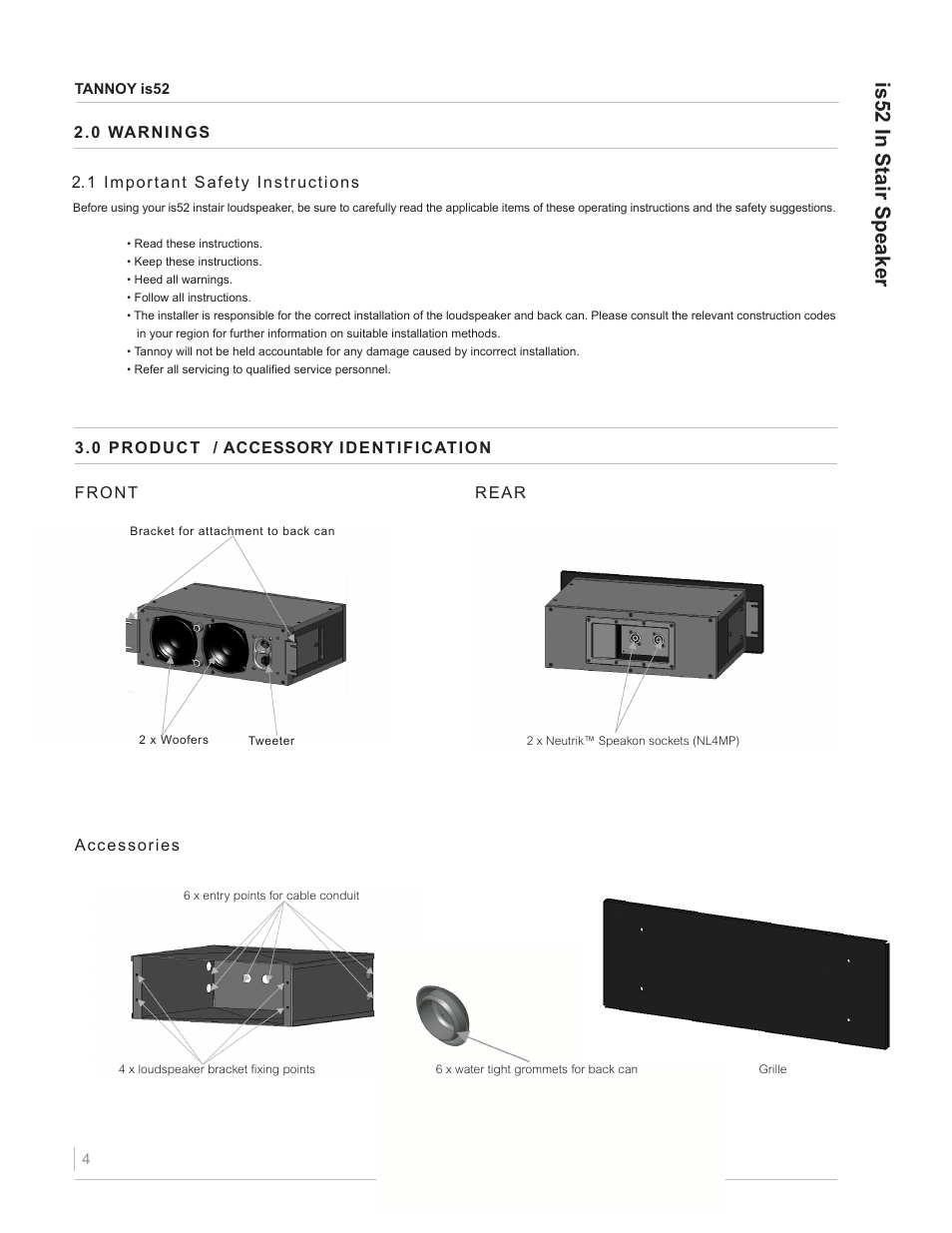 Is52 in stair speaker | TOA Electronics IS52 User Manual | Page 4 / 12