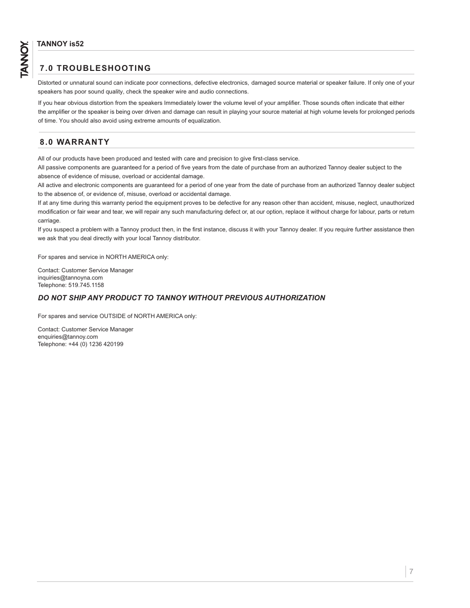 TOA Electronics IS52 User Manual | Page 7 / 12