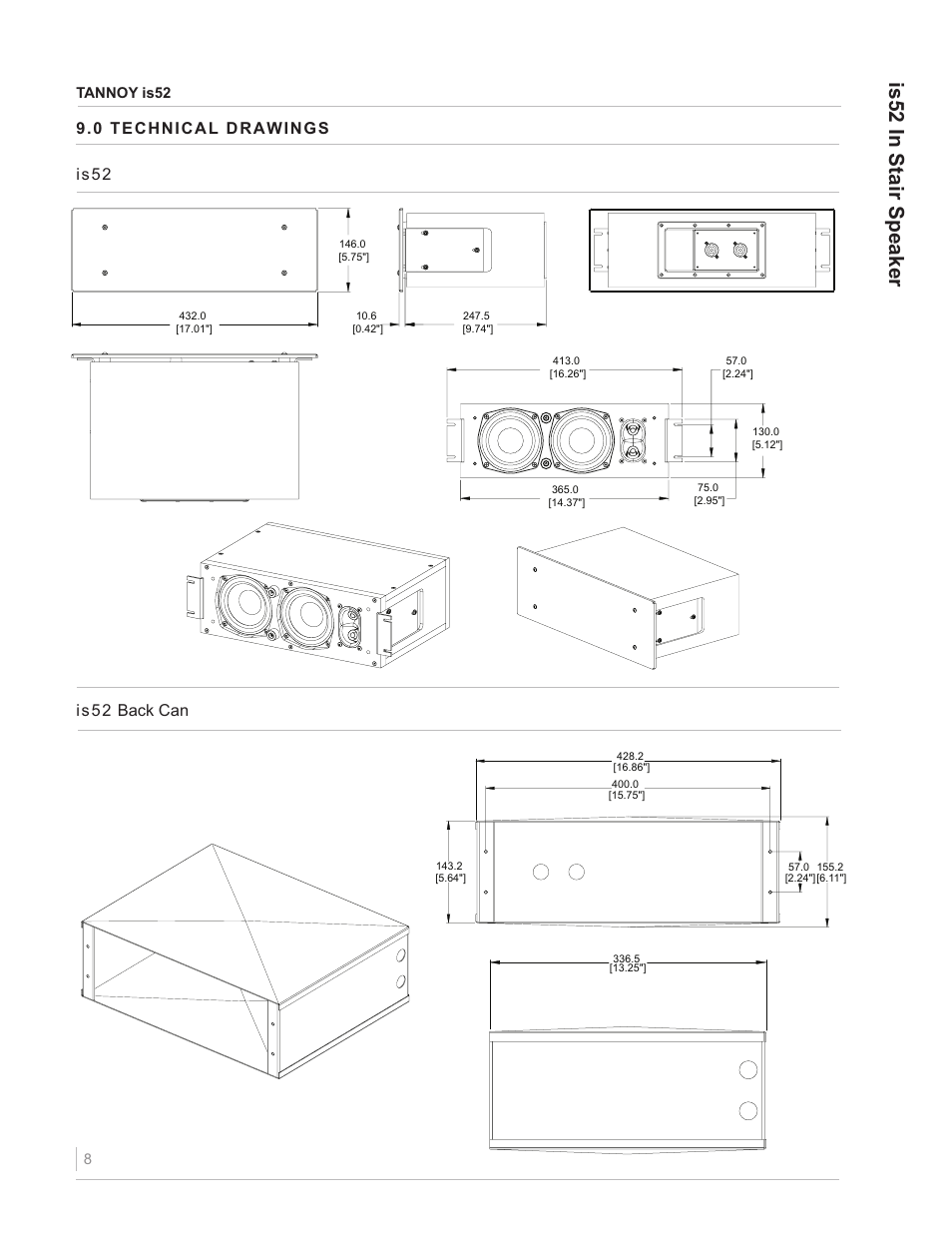 Is52 in stair speaker, I s 5 2 i s 5 2 back can | TOA Electronics IS52 User Manual | Page 8 / 12