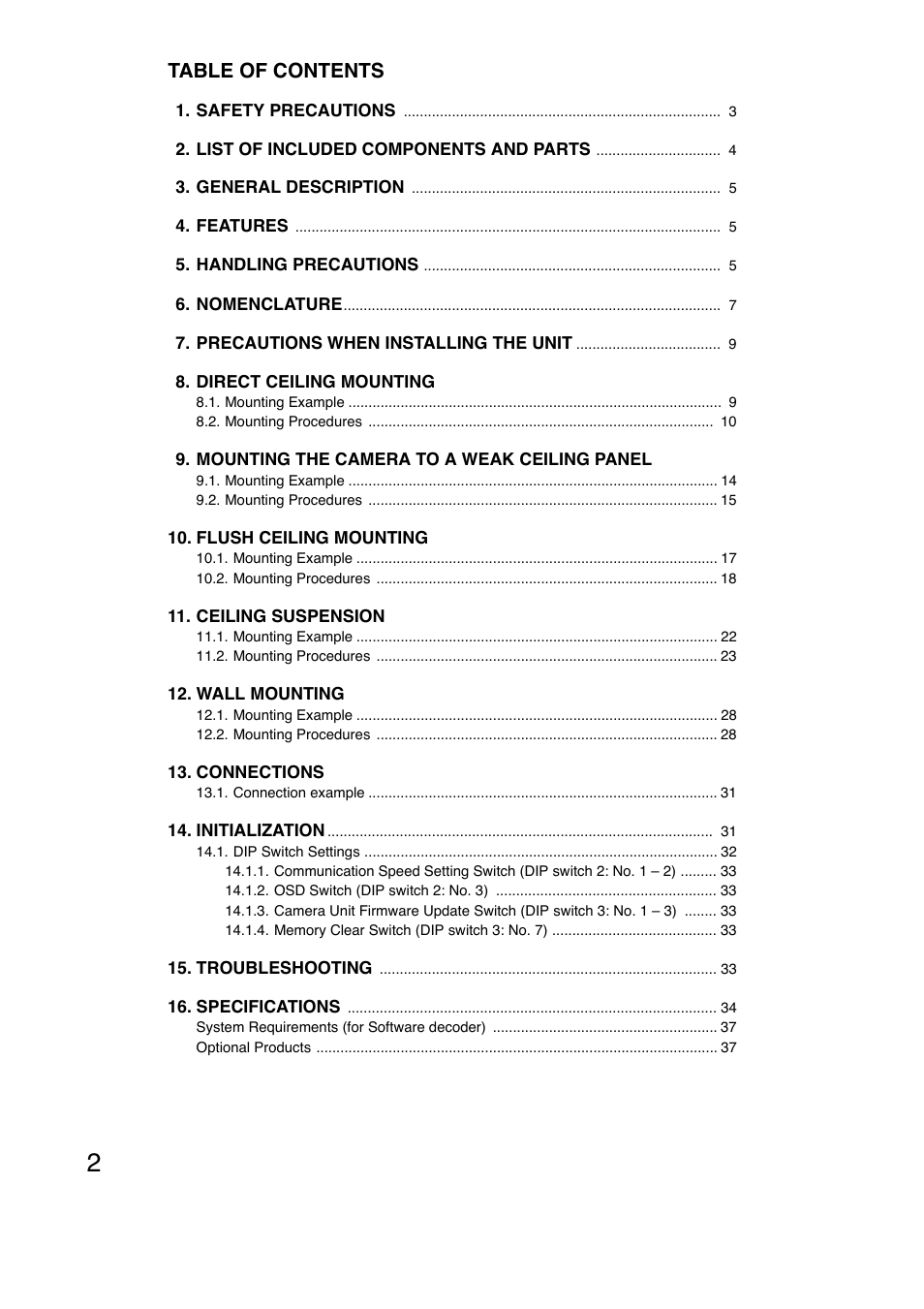 TOA Electronics N-CC2564 User Manual | Page 2 / 40