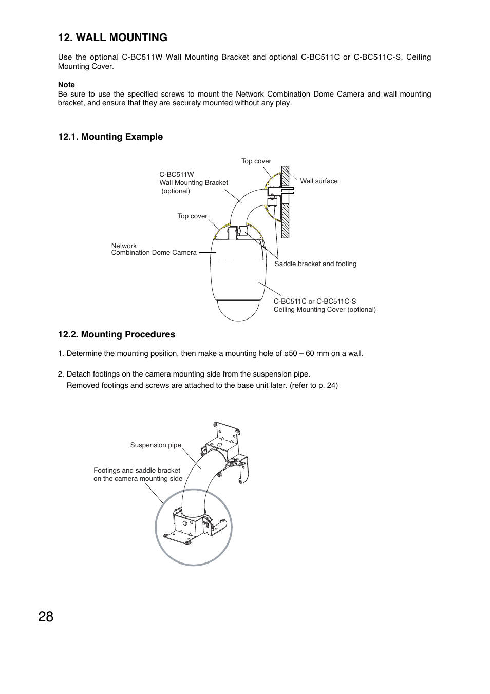 Wall mounting | TOA Electronics N-CC2564 User Manual | Page 28 / 40
