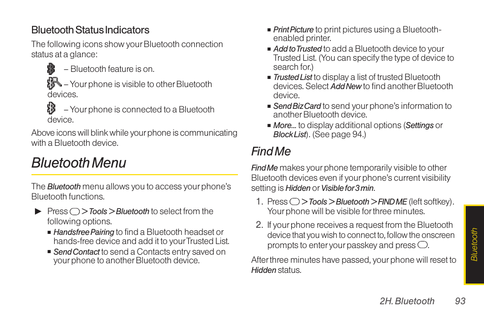 Bluetooth menu, Find me | TOA Electronics SCP-2700 User Manual | Page 105 / 160