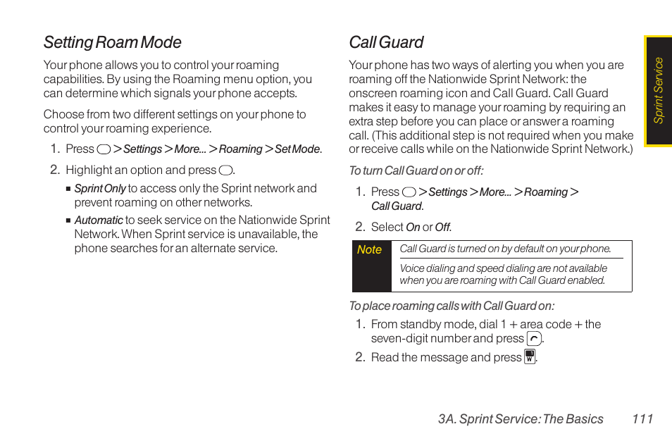 Setting roam mode, Call guard | TOA Electronics SCP-2700 User Manual | Page 123 / 160