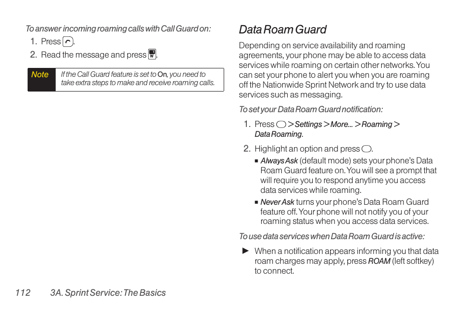 Data roam guard | TOA Electronics SCP-2700 User Manual | Page 124 / 160