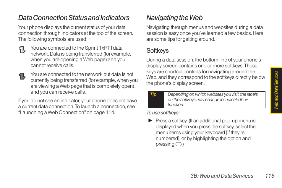 Data connection status and indicators, Navigating the web | TOA Electronics SCP-2700 User Manual | Page 127 / 160