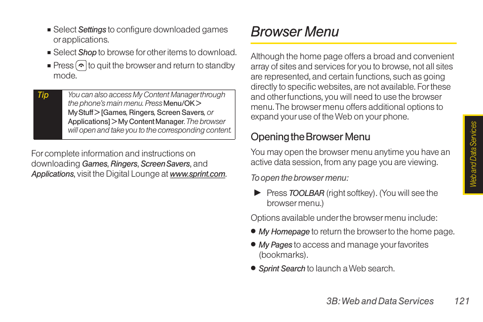 Browser menu, Opening the browser menu | TOA Electronics SCP-2700 User Manual | Page 133 / 160